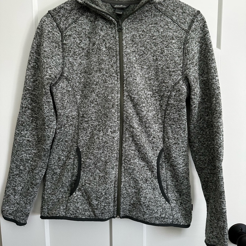 Eddie Bauer Green and Gray Heather Women's Zip-up
